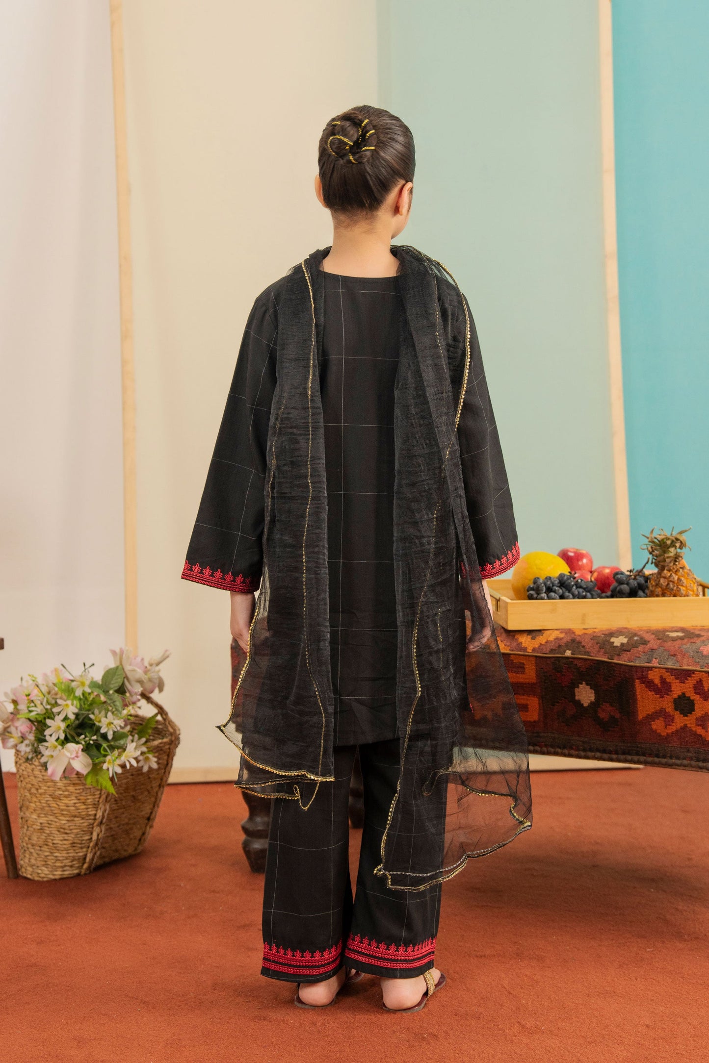 Rose Check Delight -Premium Zari check Cotton for winter