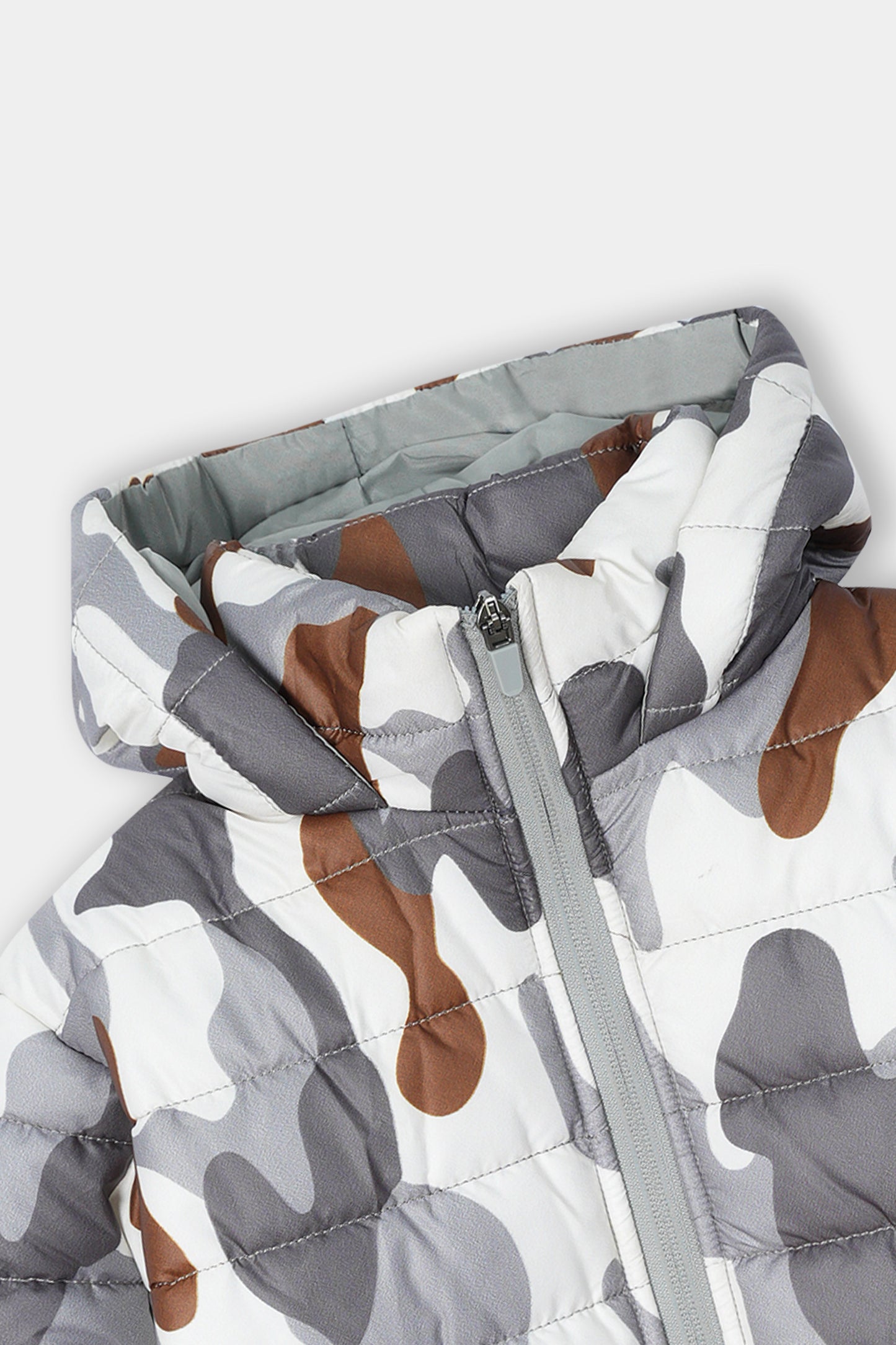 Children’s Quilted Puffer Jacket with Camouflage Print and Hood